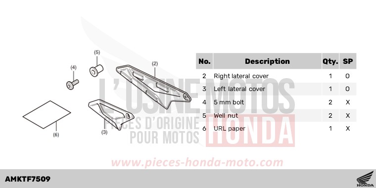 KIT,LATERAL COVER de X-ADV 750 SHASTA WHITE (NH138) 2023